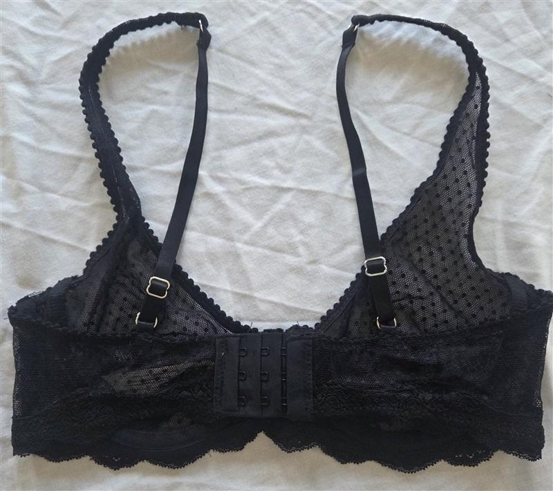 NWT Intimately Free People 34B Lace Underwire Sheer Bra Black Polka Dot 131966