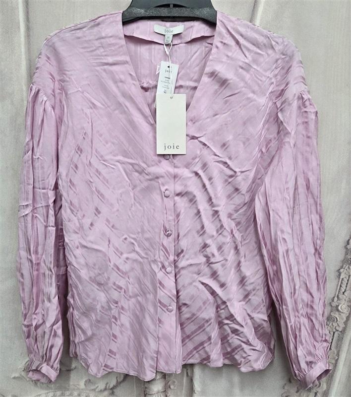 NWT Joie XS Cadmar Pink Satin Long Sleeve Button Down Blouse 131975