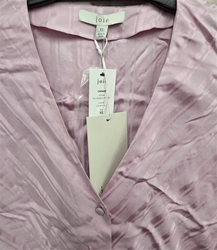 NWT Joie XS Cadmar Pink Satin Long Sleeve Button Down Blouse 131975