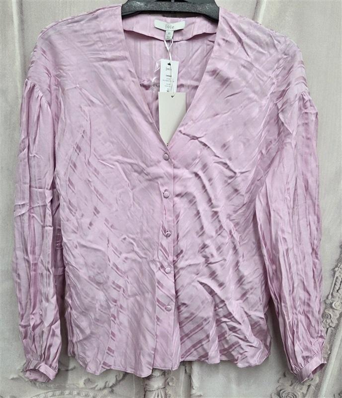 NWT Joie XS Cadmar Pink Satin Long Sleeve Button Down Blouse 131975