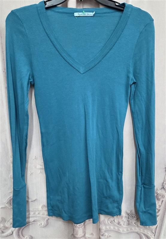 NWOTD Michael Stars OS V Neck Molly Supima Cotton Long Sleeve T Shirt 131976