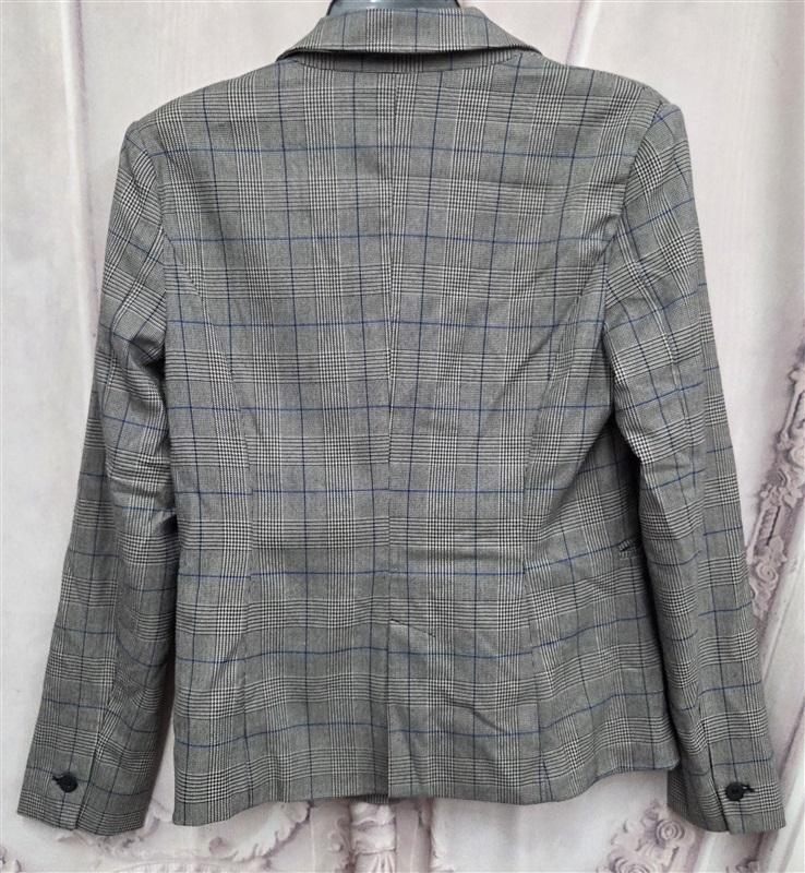 NWT Premise Studio sz 2 Glenn Plaid Blazer Jacket Black White Blue 131977