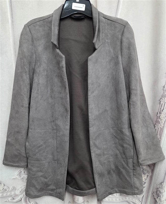 NWT Noir XS Ultra Suede Taupe Blazer Open Front Jacket 131978