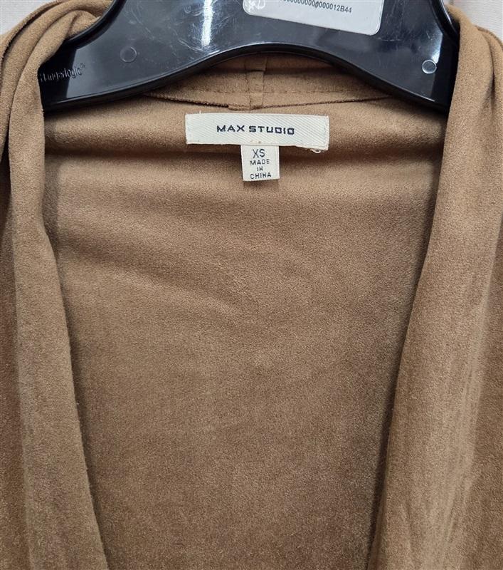 NWOT Max Studio XS Faux Ultra Suede Jacket Brown Vegan Blazer 131979