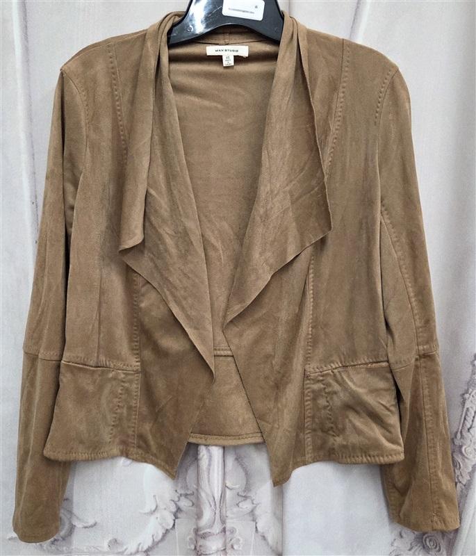 NWOT Max Studio XS Faux Ultra Suede Jacket Brown Vegan Blazer 131979
