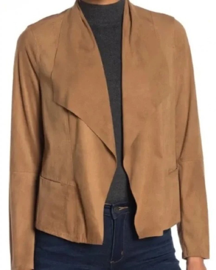 NWOT Max Studio XS Faux Ultra Suede Jacket Brown Vegan Blazer 131979