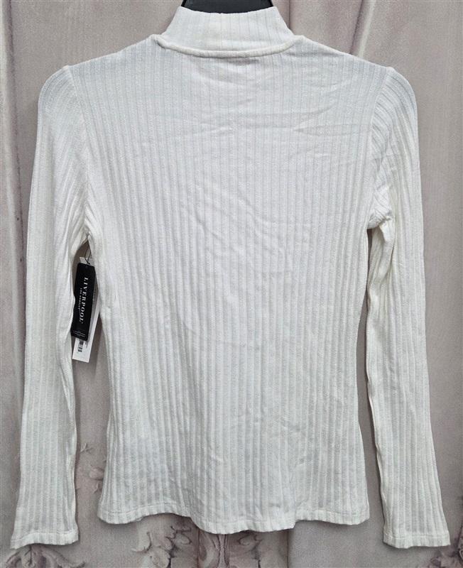 NWTD Liverpool XS MOCK NECK White LONG SLEEVE KNIT TOP 131980