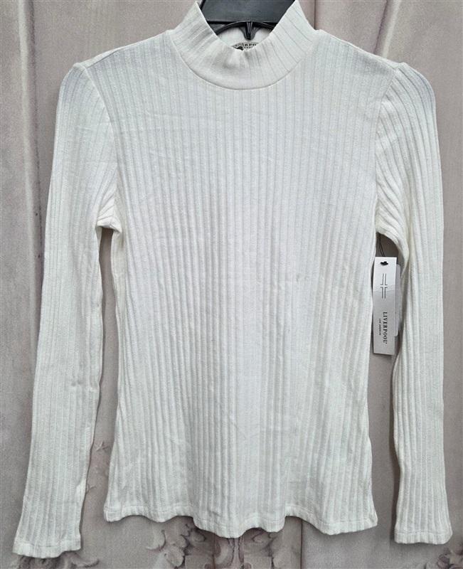 NWTD Liverpool XS MOCK NECK White LONG SLEEVE KNIT TOP 131980