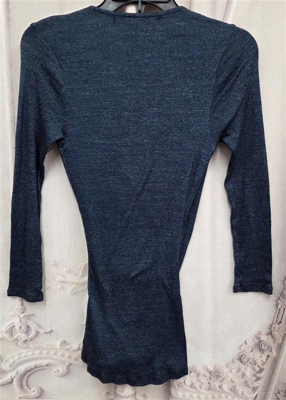 NWOT Michael Stars OS Long Sleeve Surplice Top Blue Sparkle 131982