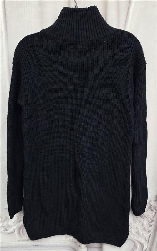 NWOT Lord & Taylor XS Long Mock Neck Tunic Sweater Black 131987
