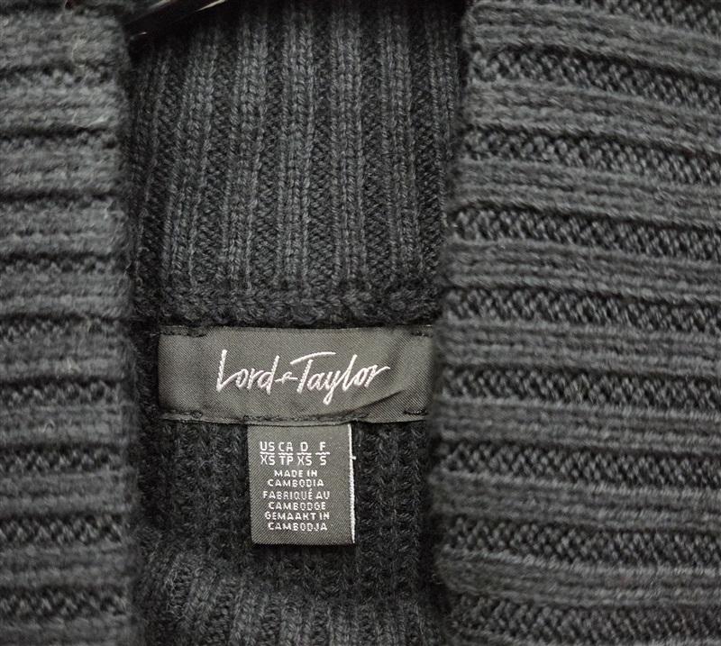 NWOT Lord & Taylor XS Long Mock Neck Tunic Sweater Black 131987