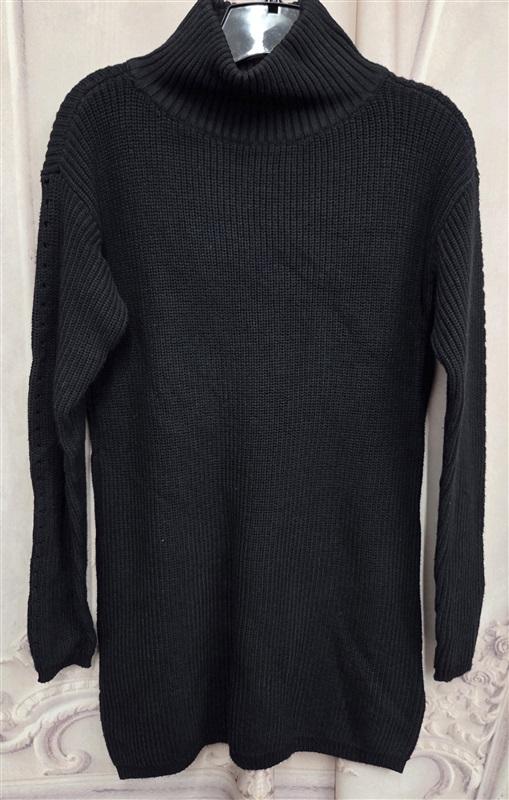 NWOT Lord & Taylor XS Long Mock Neck Tunic Sweater Black 131987