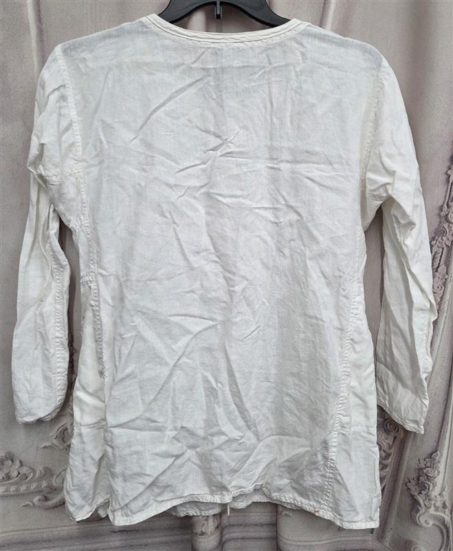 NWOT Eileen Fisher S White Organic Linen Button Tunic Shirt 131988