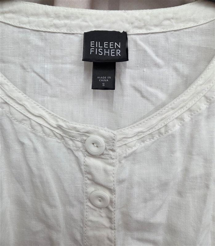 NWOT Eileen Fisher S White Organic Linen Button Tunic Shirt 131988