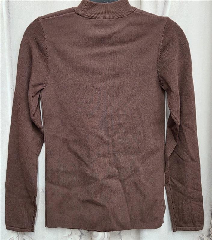 NWOT Noir XS Long Sleeve Peep Cut Out Brown Mock Neck Sweater 131992