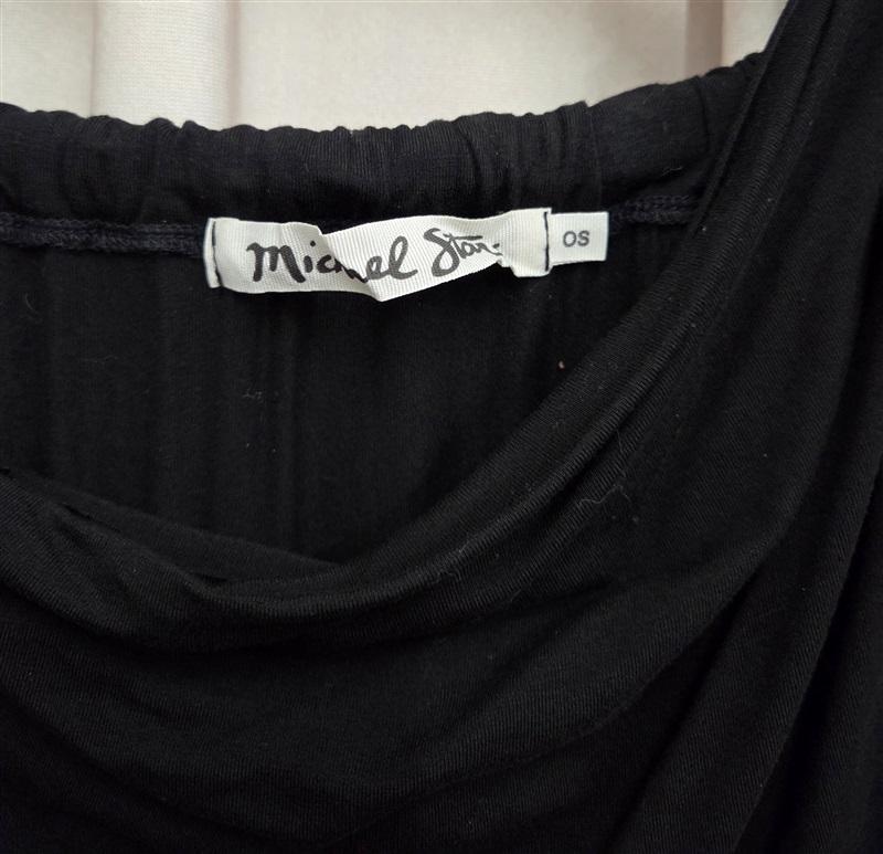 NWOT Michael Stars OS Jersey Lycra Draped Halter Shirt Top Black 131993