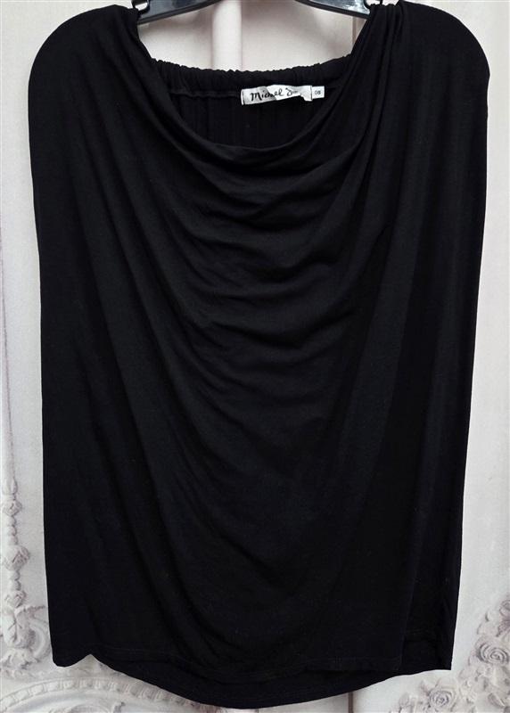 NWOT Michael Stars OS Jersey Lycra Draped Halter Shirt Top Black 131993