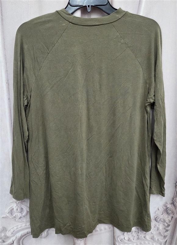 NWOTD Eileen Fisher M Olive Green Marled Long Sleeve T-Shirt 131996