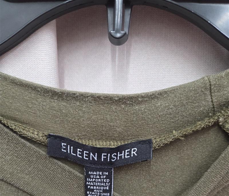 NWOTD Eileen Fisher M Olive Green Marled Long Sleeve T-Shirt 131996