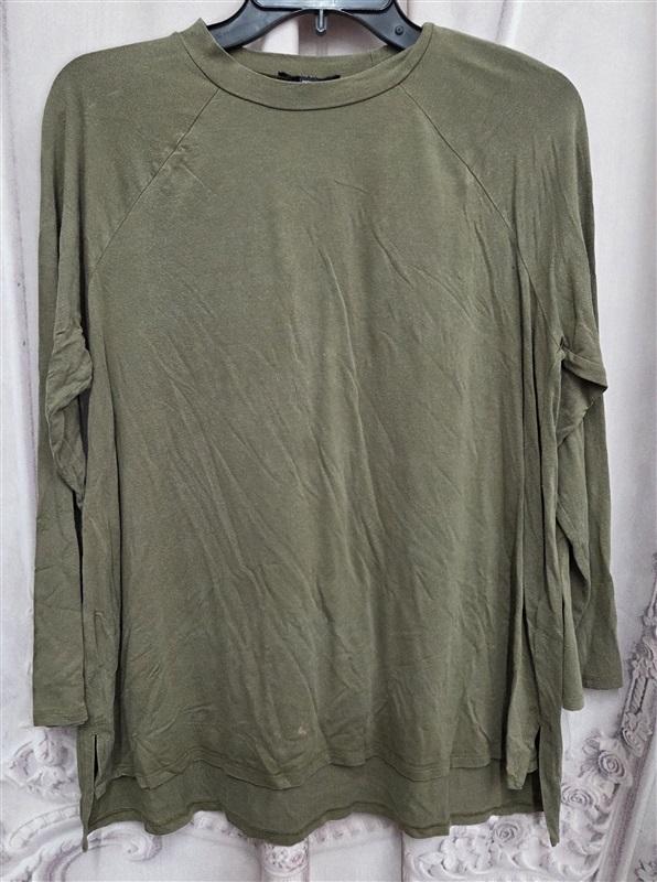 NWOTD Eileen Fisher M Olive Green Marled Long Sleeve T-Shirt 131996