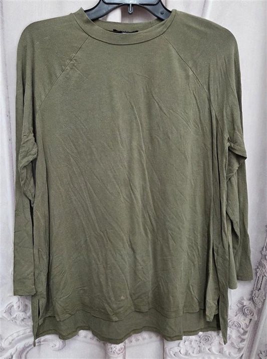 NWOTD Eileen Fisher M Olive Green Marled Long Sleeve T-Shirt 131996