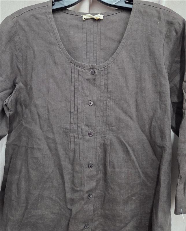 NWOT Eileen Fisher XS Organic Pleated Linen Button Tunic Shirt 131997