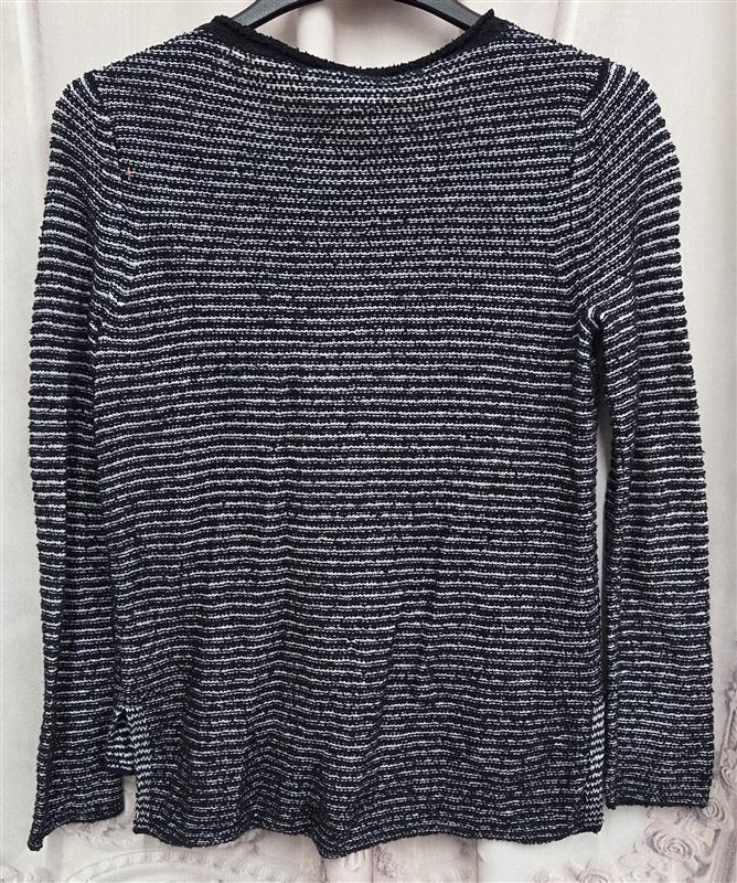 NWOT Eileen Fisher XS Organic Linen Blue White Sweater Long Sleeve Top 131999