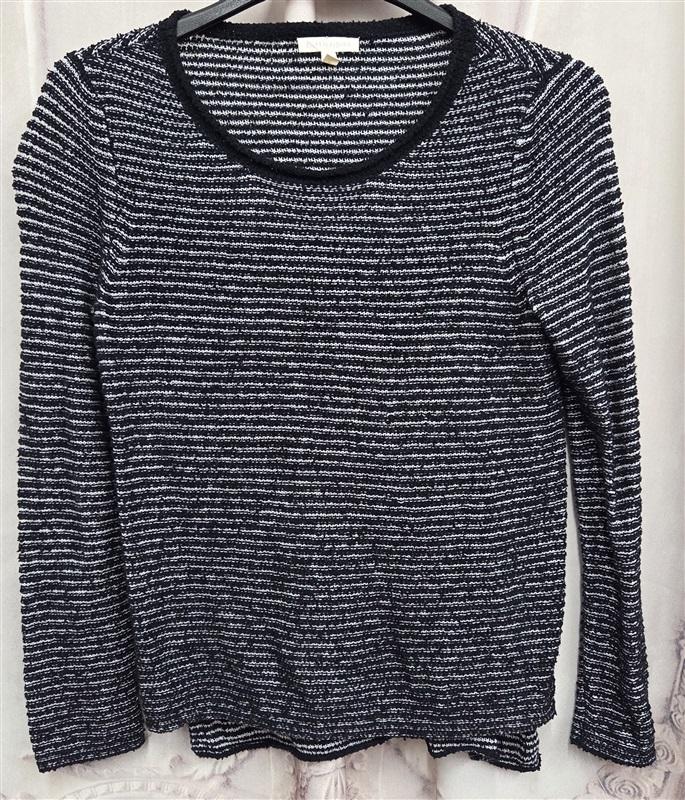 NWOT Eileen Fisher XS Organic Linen Blue White Sweater Long Sleeve Top 131999