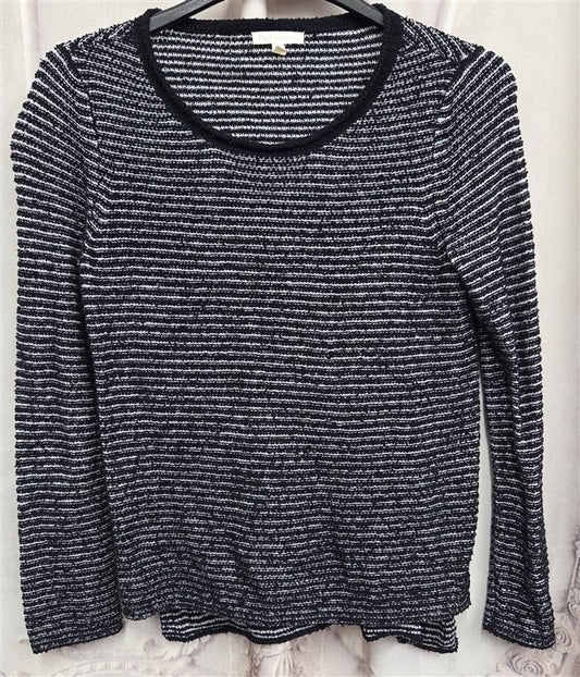NWOT Eileen Fisher XS Organic Linen Blue White Sweater Long Sleeve Top 131999