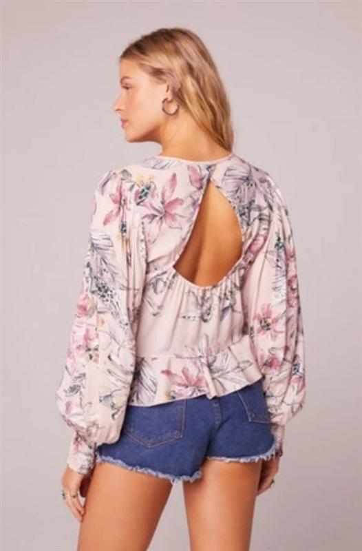 NWT Band of Gypsies XS Mauve Pink Petal Peasant Floral Ruffle Crop Top 132003