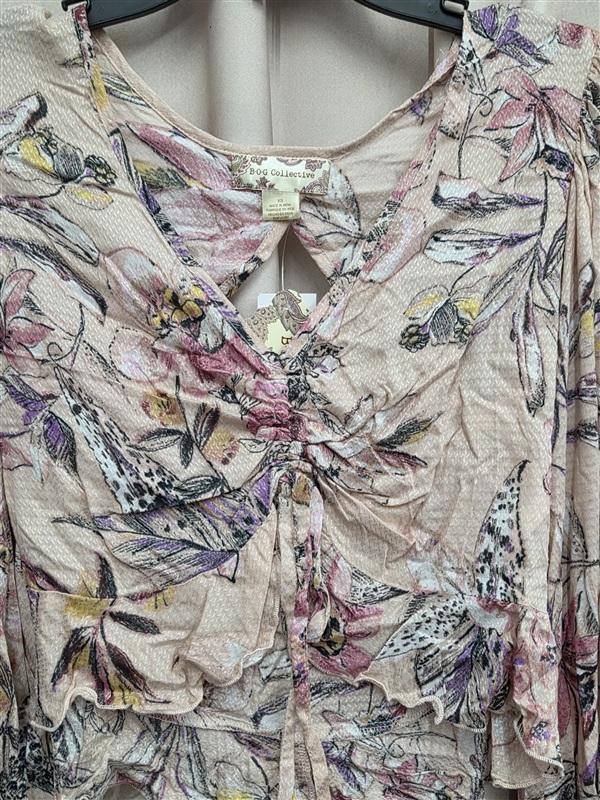 NWT Band of Gypsies XS Mauve Pink Petal Peasant Floral Ruffle Crop Top 132003