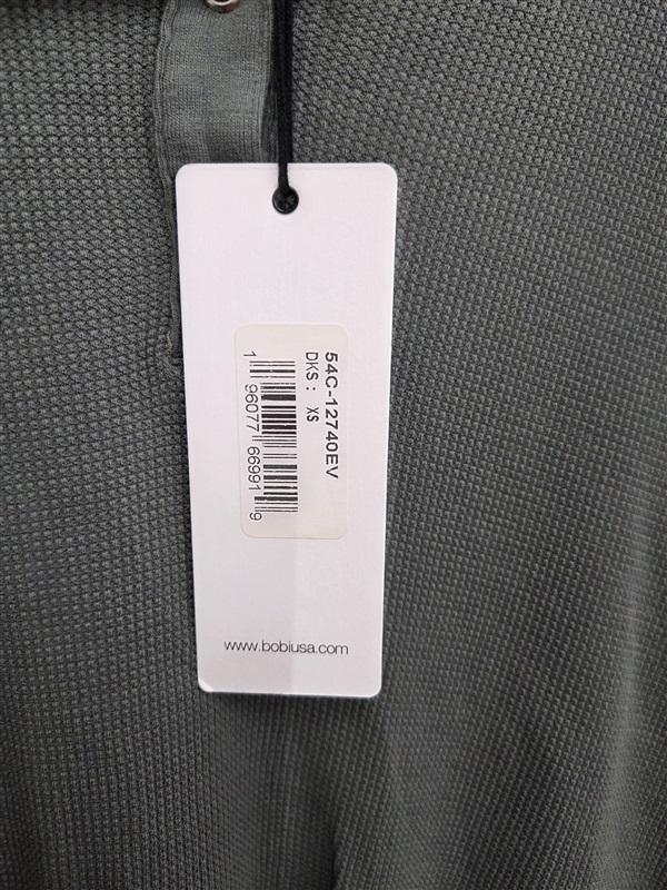 NWT Bobi XS Henley Waffle Knit Olive Green Crop Top 132004