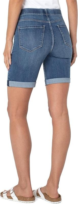 NWT Liverpool 0 25 Chloe Pull On Jean Cuff Denim Shorts Bixby Blue 132005