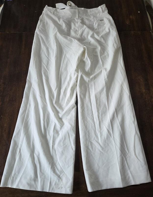 NWOTD Tommy Hilfiger 16 Wide Leg Bow Tie Sash Solid Dress Pants White 132006