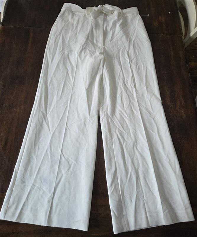 NWOTD Tommy Hilfiger 16 Wide Leg Bow Tie Sash Solid Dress Pants White 132006