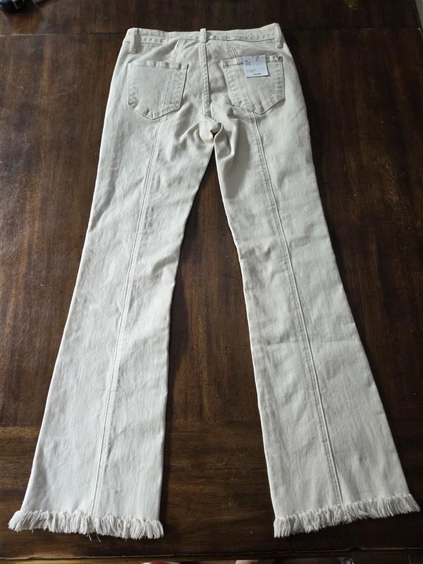 NWT Vigoss 28 Jagger Boot Cut Jeans Ivory Distressed Stretch Denim Flare 132010