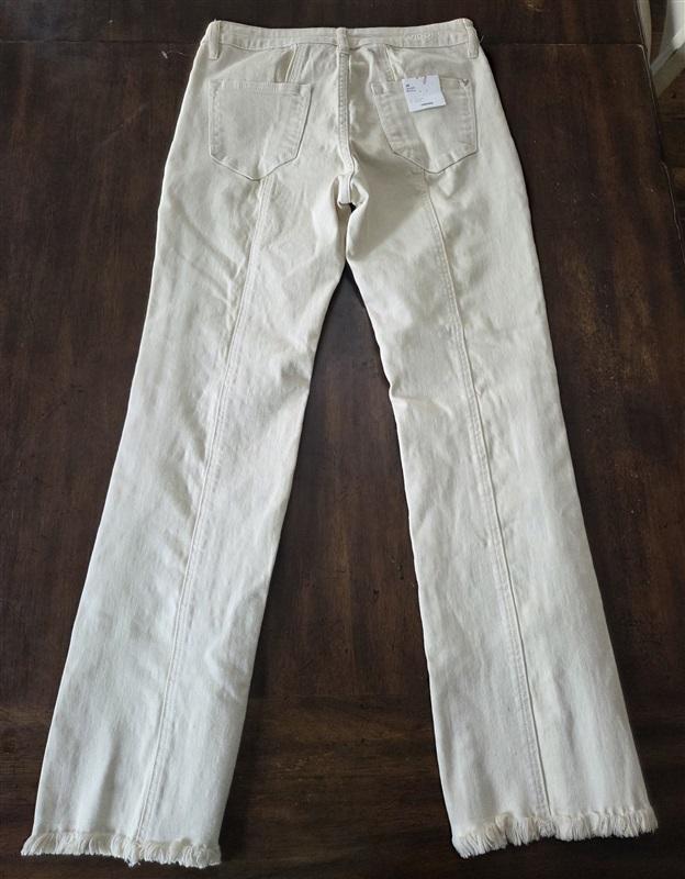NWT Vigoss 28 Jagger Boot Cut Jeans Ivory Distressed Stretch Denim Flare 132010