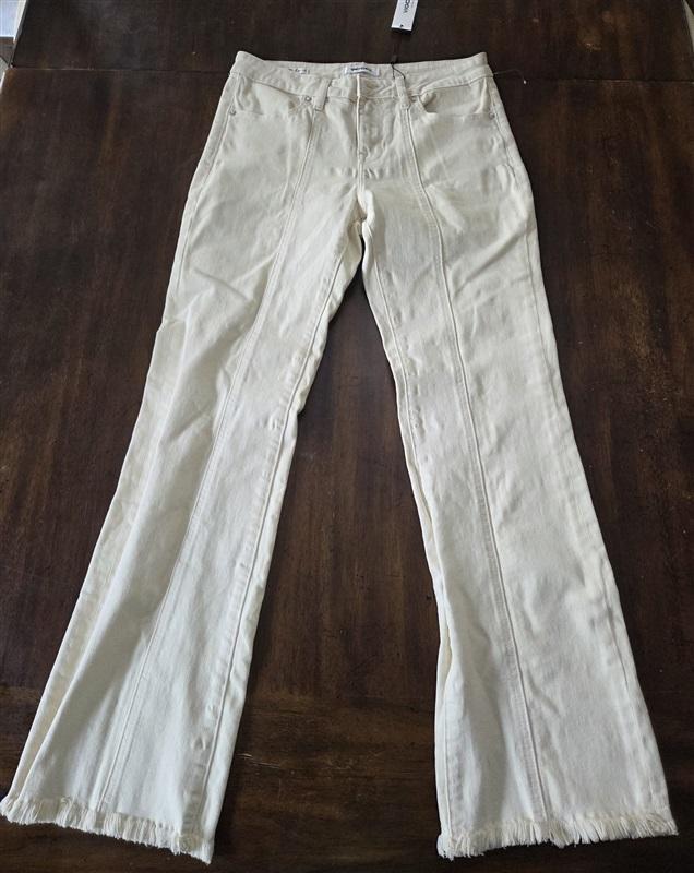 NWT Vigoss 28 Jagger Boot Cut Jeans Ivory Distressed Stretch Denim Flare 132010