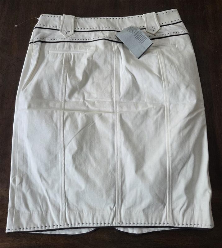 NWT Cache 6 White Black Pencil Skirt Side zip 132013