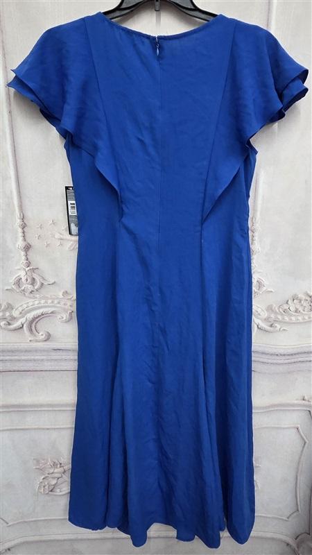 NWT TAHARI Arthur Levine 10 Flutter Sleeve Georgette Maxi Dress Blue 132016