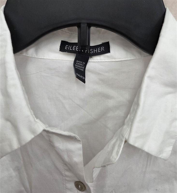 NWOT Eileen Fisher XXS White Organic Linen Button Tunic Shirt 132018