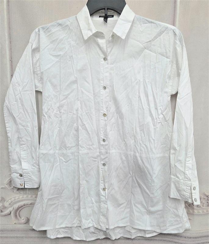 NWOT Eileen Fisher XXS White Organic Linen Button Tunic Shirt 132018