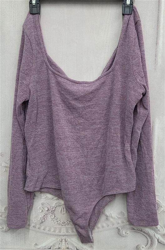 NWT Heatherly 1X Long Sleeve Bow Front Ballet Core Purple Bodysuit 132020