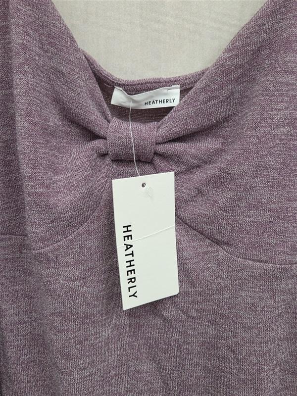 NWT Heatherly 1X Long Sleeve Bow Front Ballet Core Purple Bodysuit 132020