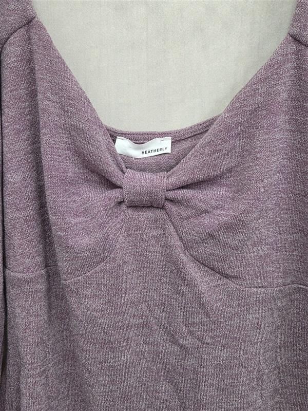 NWT Heatherly 1X Long Sleeve Bow Front Ballet Core Purple Bodysuit 132020
