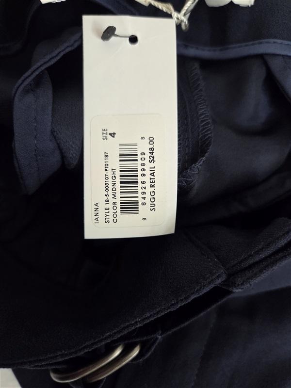 NWT Joie 4 Ianna Belted Ankle Pants Navy Blue Paperbag 132021