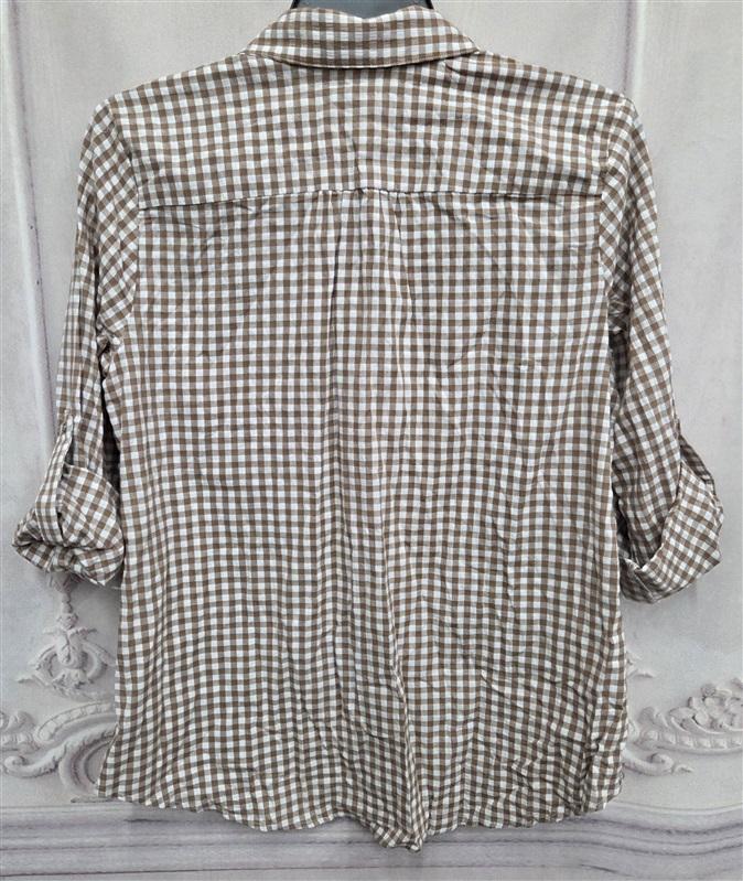 NWT Kut from Kloth XL Open V Neck Button Up Gingham Plaid Shirt 132023