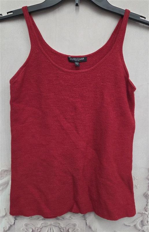 NWOT Eileen Fisher PP Wool Cherry Red Scoop Neck Tank 132025