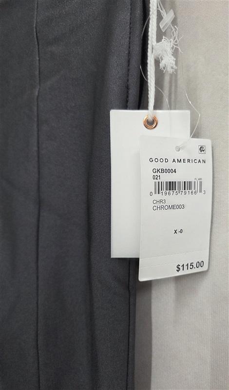 NWT Good American 0 Good Waist Flare Scuba Pants Chrome Gray 132026