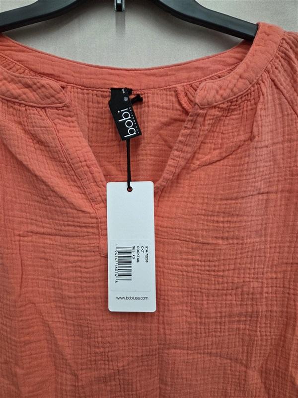 NWT Bobi XS Gauze Cocktail 3/4 Sleeve V Neck Peasant Top 132027